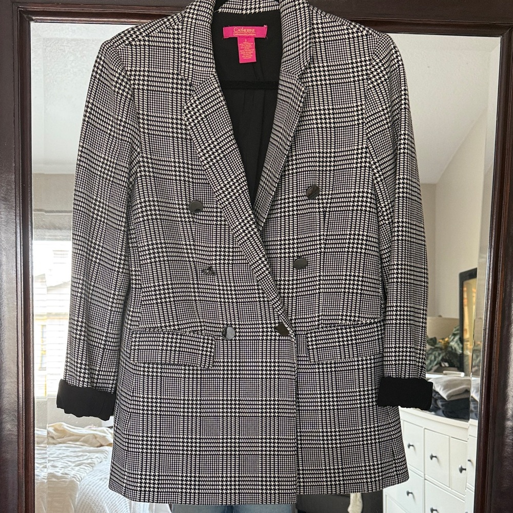 Catherine Malandrino Black and White plaid Blazer